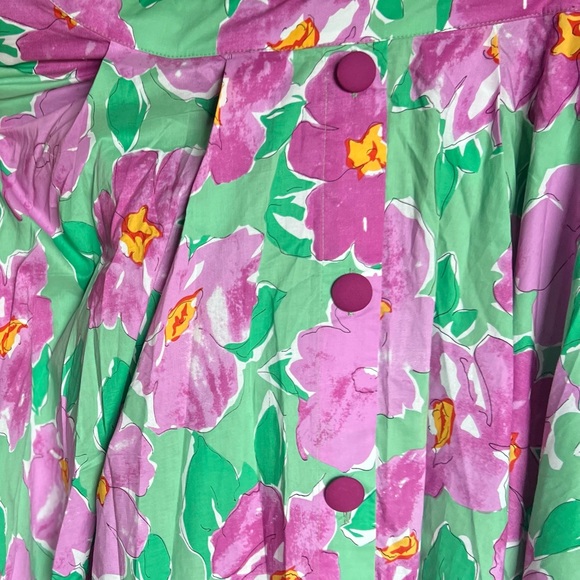 ๐ธ Unique Vintage Womenโs Size 2XL Green & Lilac Floral Printed Dress ๐ธ NWOT - Picture 9 of 9